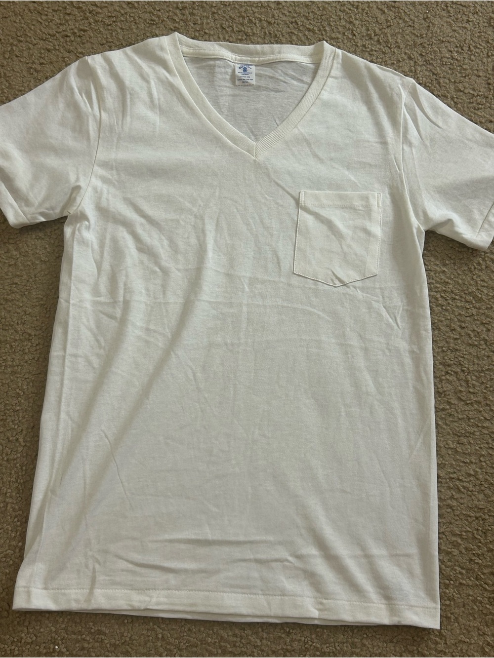 Velva Sheen Shirt Mens Small Single Stitch Basic V Neck Pocket Blank Adult